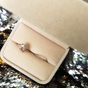 Rose gold & Morganite Wedding Set/Band - Size 5